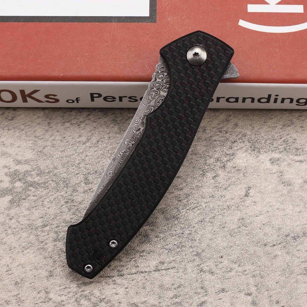 VG10 Damascus Steel Carbon Fiber Handle Folding Knife - DMF31