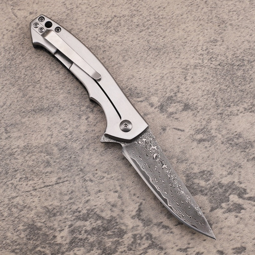 VG10 Damascus Steel Carbon Fiber Handle Folding Knife - DMF31