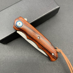 Stone Wash M390 Blade Yellow Sandalwood Handle Folding Pocket Knife - FK12 - A reliable and versatile product for various needs