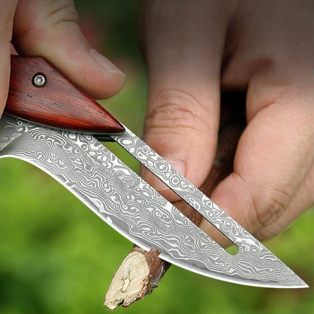 VG10 Damascus Blade Yellow Sandalwood Handle Pocket Knife - DMF15 - A reliable and versatile product for various needs