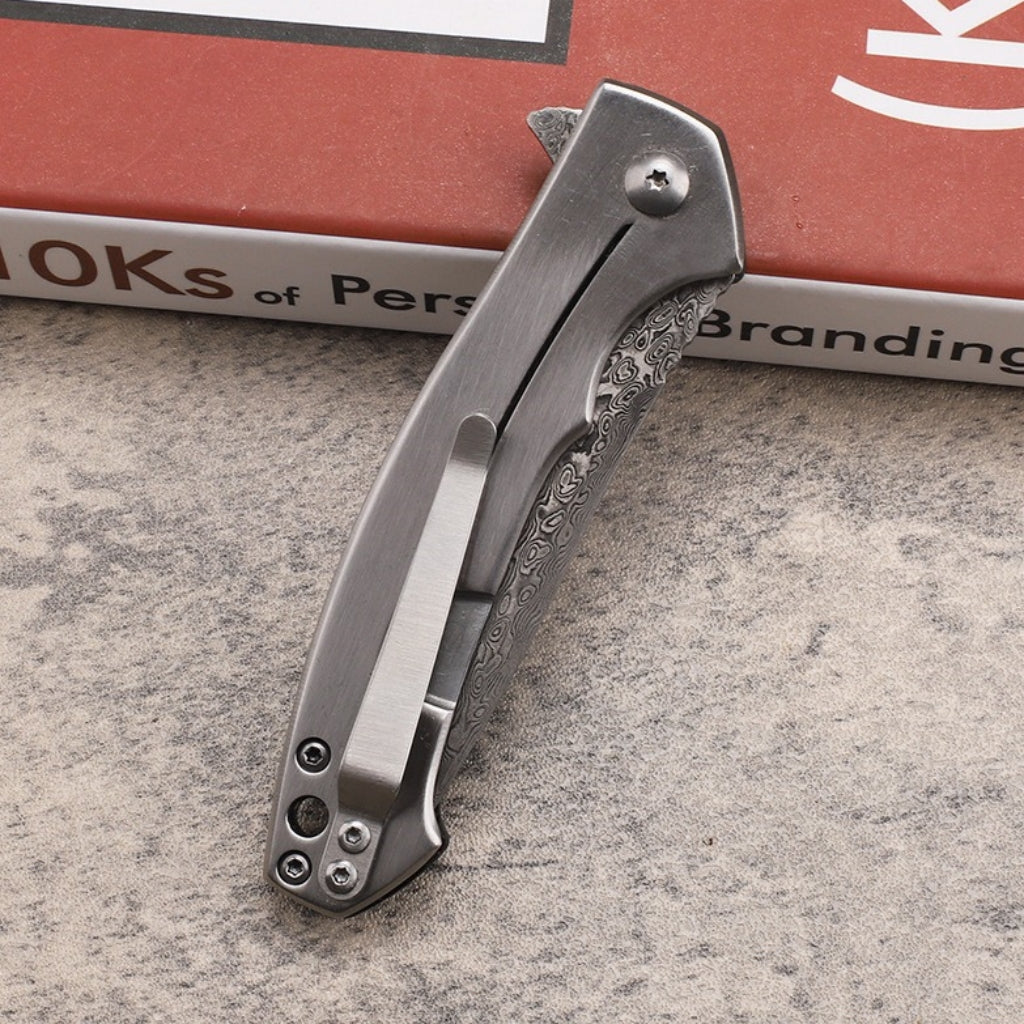 VG10 Damascus Steel Carbon Fiber Handle Folding Knife - DMF31