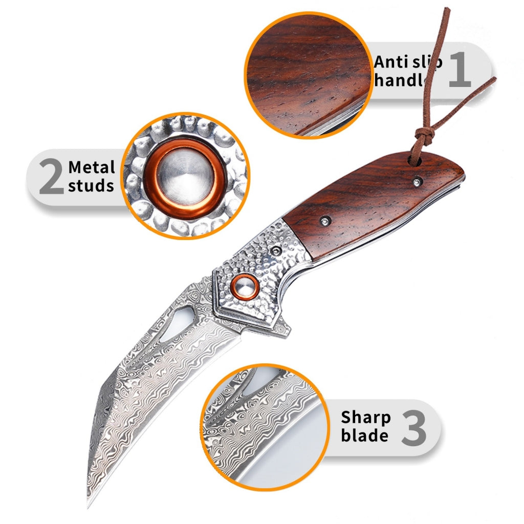 VG10 Damascus Folding Claw Knife - DMC06 - A reliable and versatile product for various needs