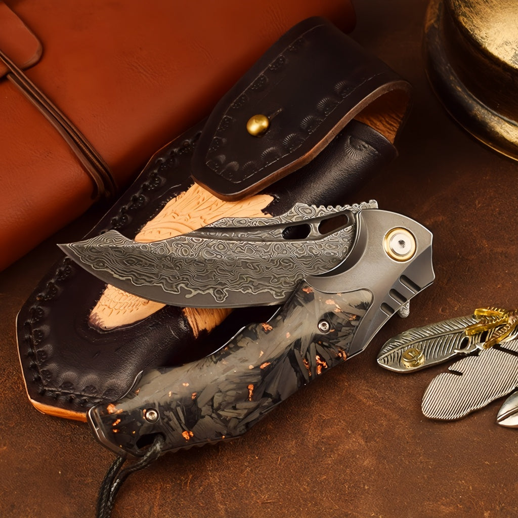 Damascus Pocket Knife - DMF08 - A reliable and versatile product for various needs