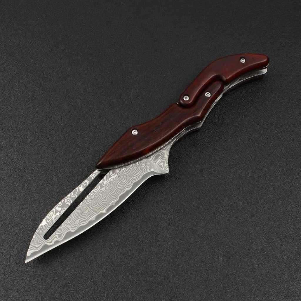 VG10 Damascus Blade Yellow Sandalwood Handle Pocket Knife - DMF15 - A reliable and versatile product for various needs