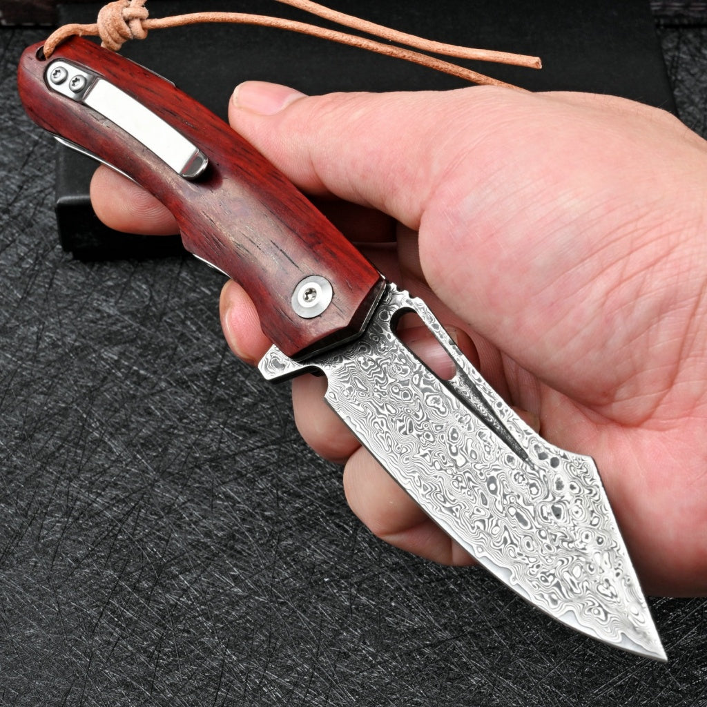 VG10 Damascus Blade Wood Handle Pocket Knife - DMF14 - A reliable and versatile product for various needs