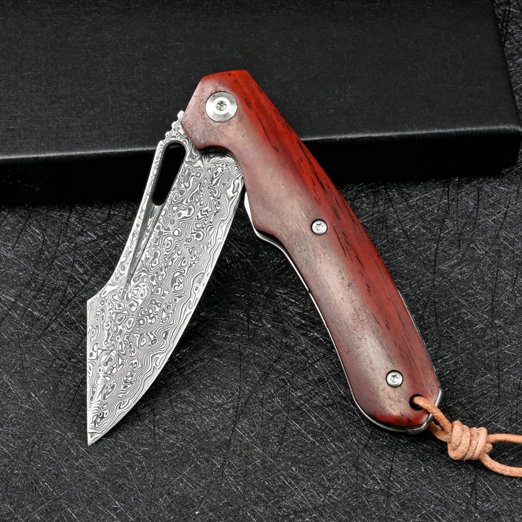 VG10 Damascus Blade Wood Handle Pocket Knife - DMF14 - A reliable and versatile product for various needs