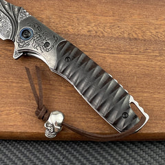 VG10 Damascus Steel OTF Folding Knife with Black Sandalwood Handle