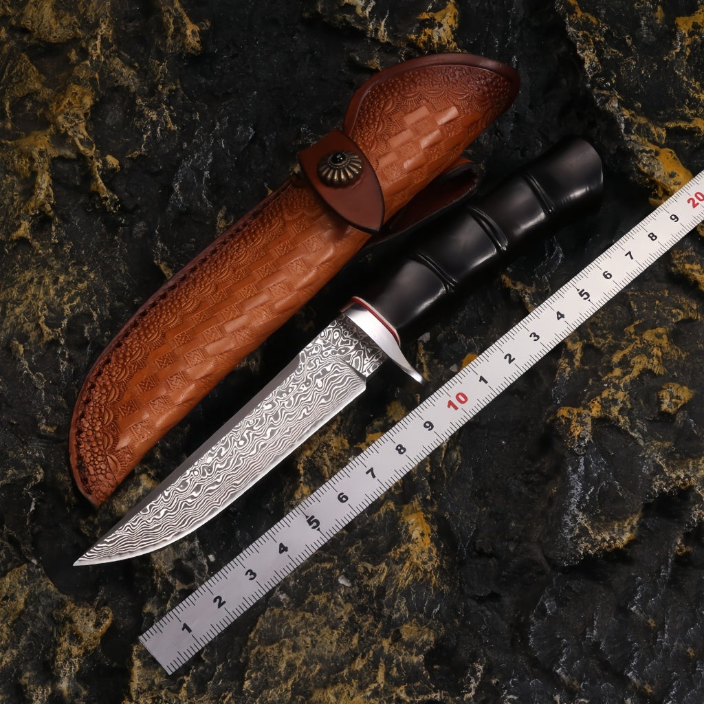 Damascus steel ebony handle hunting knife - DMS40 - A reliable and versatile product for various needs